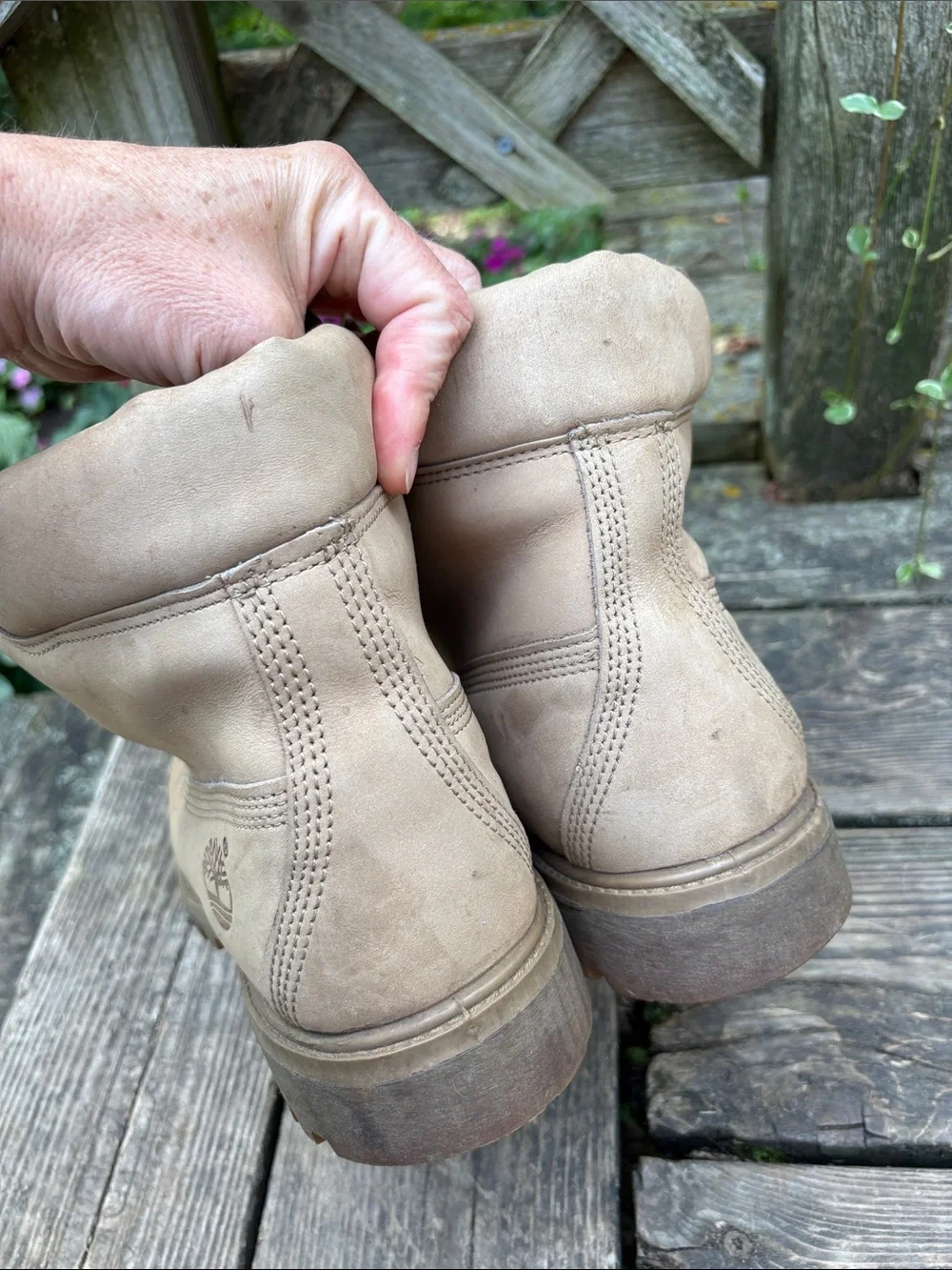 Timberland size 10 beige Men's leather Lace-Up Work Boots